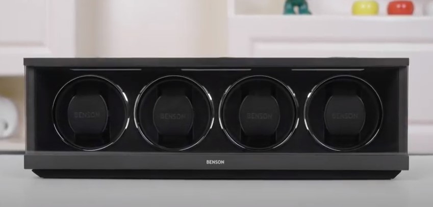 Benson Swiss Series 4-Piece watch winder — Black Leather